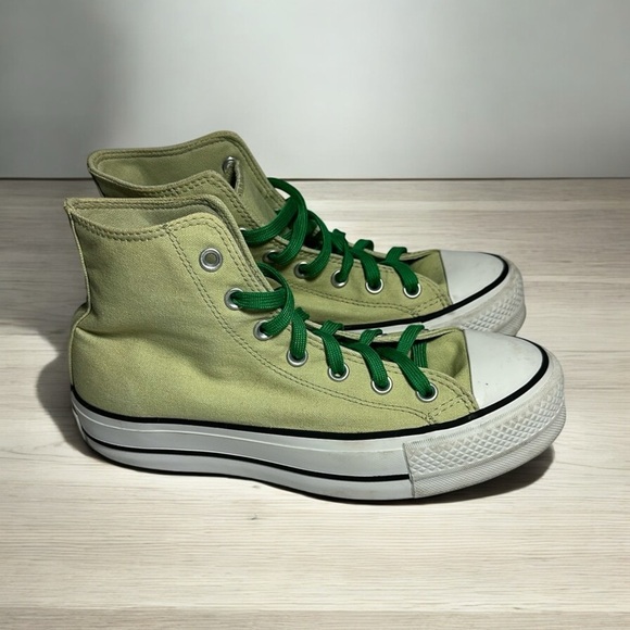 Converse Shoes - Converse All Star Lime Green High-Top Platform Soles Canvas Sneakers women’s 8.5
